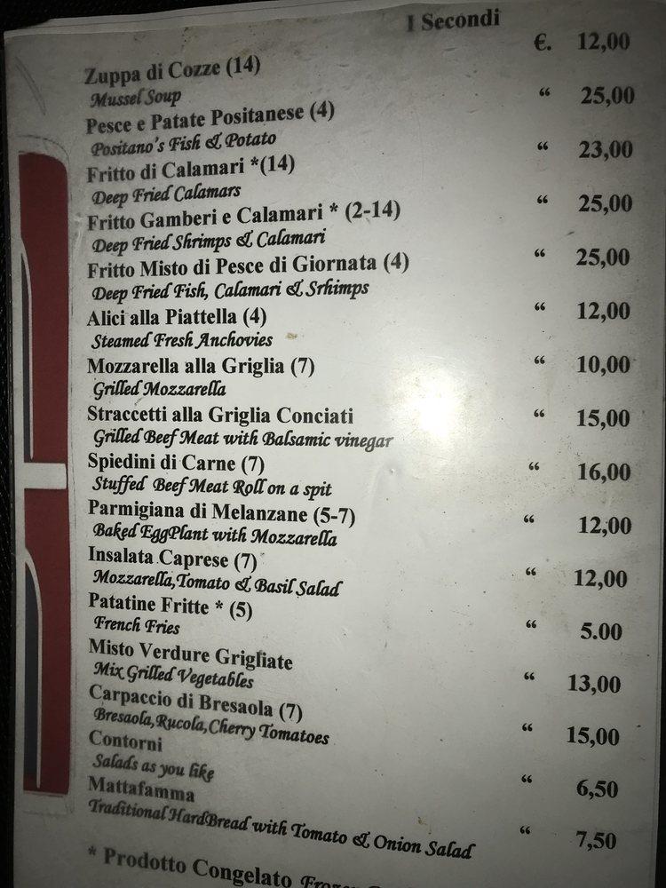 Menu at Winedark House pub & bar, Positano