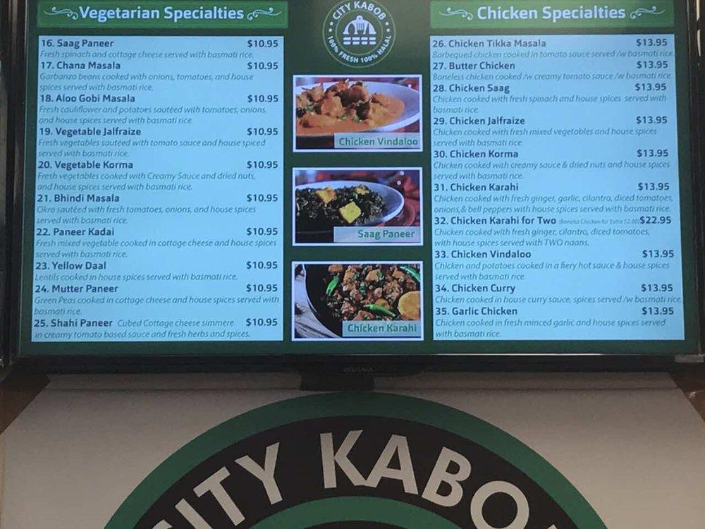 Menu at City Kabob & Curry House 2 (D.C) restaurant, Washington