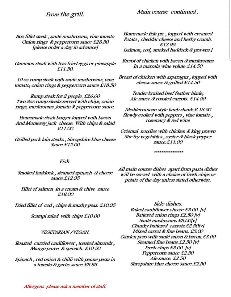 Menu at The Horseshoe Inn pub & bar, Warrington, 3 Smithy Ln