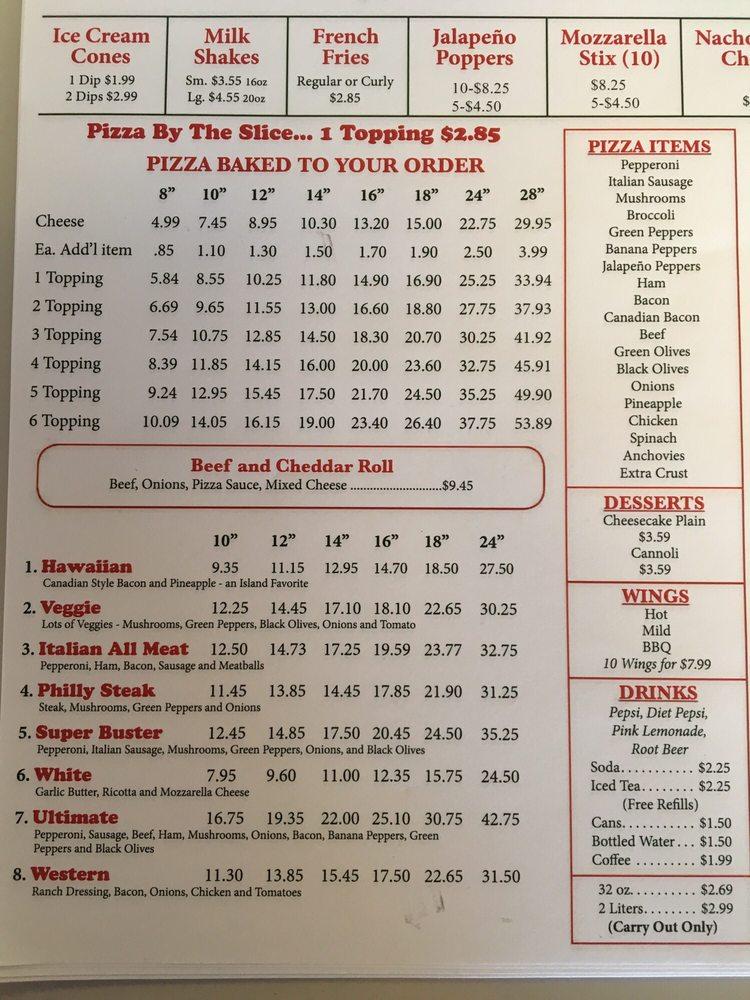 Menu at Judy's Pizza pizzeria, Hawthorne, Southeast