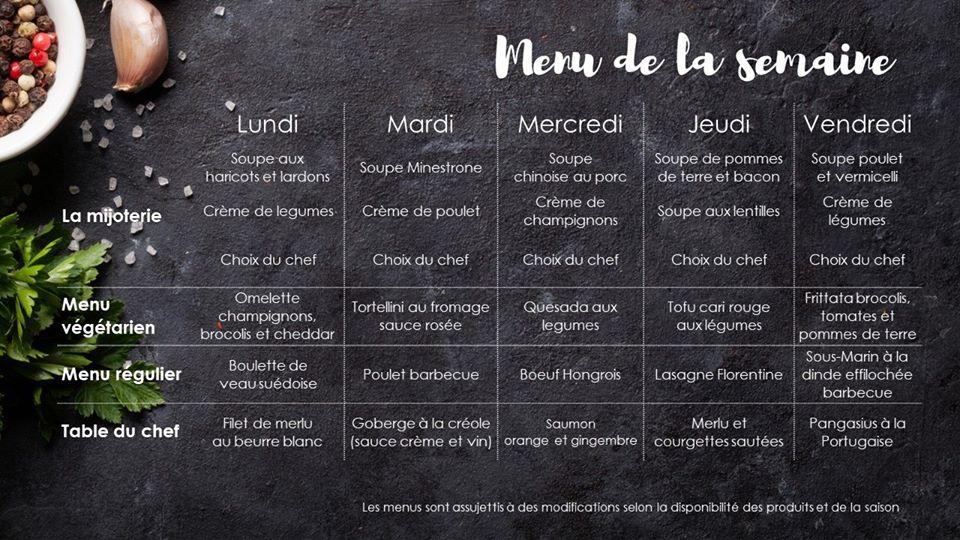 Menu at Cafétéria ÉTS Chartwells, Montréal