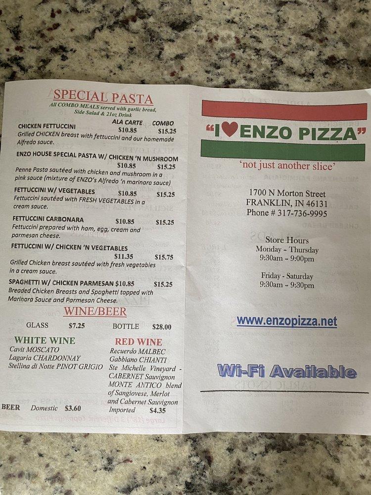 Menu at Enzo Pizza pizzeria, Franklin
