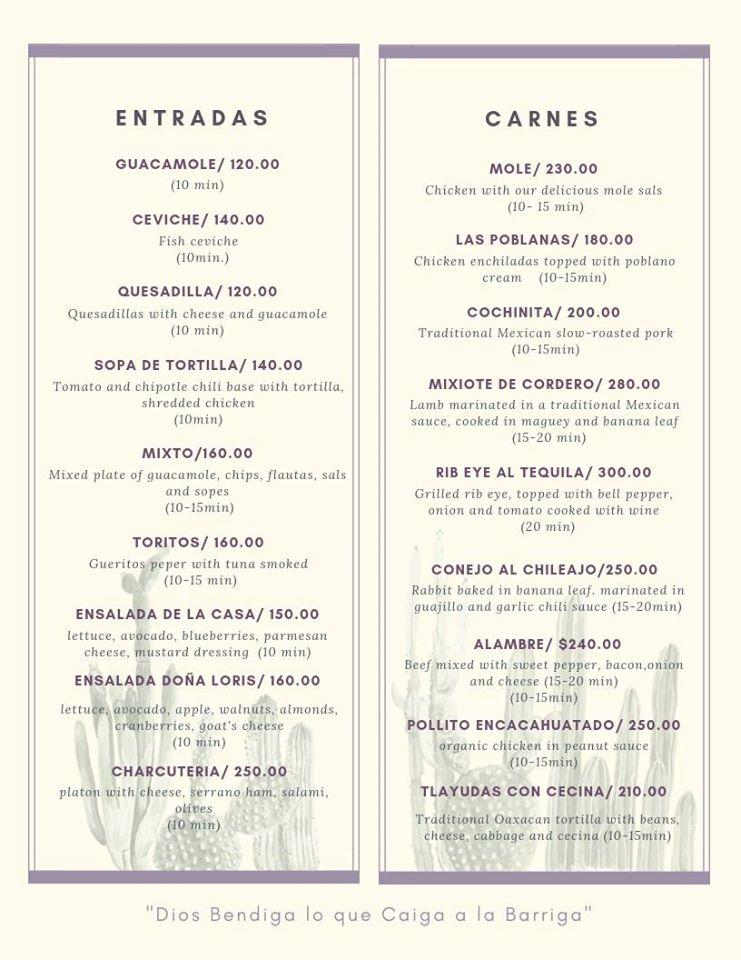 Menu at Landi's Restaurant, Todos Santos, Calle Juarez Entre Topete e