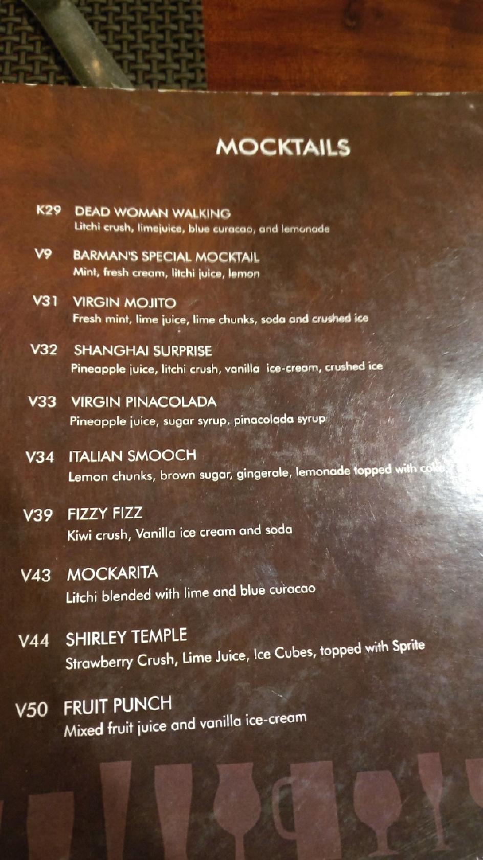 Menu at Eurasia, Bengaluru, 12
