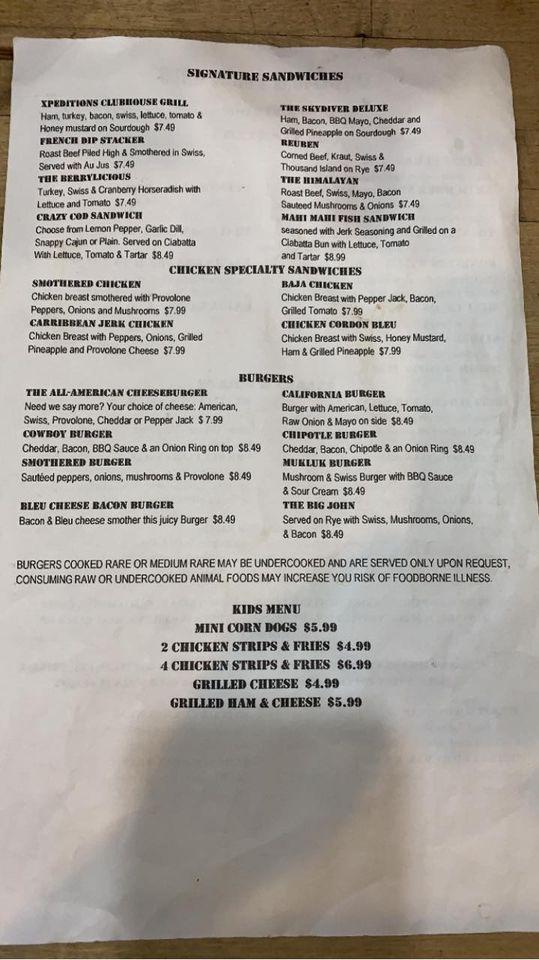 Menu at Xpeditions Coffee Company pub & bar, Bloomer