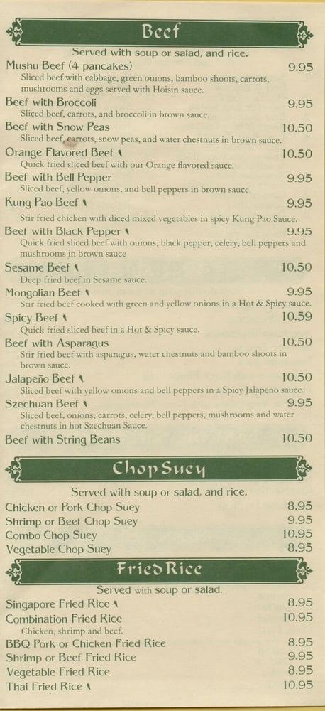 Menu at Chin Chin Restaurant, Clifton