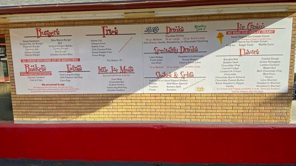 Menu at Peach City fast food, Brigham City