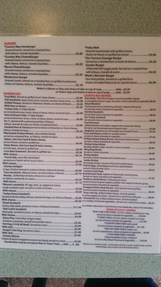 Menu at Country Boy Restaurant, Hazel Park