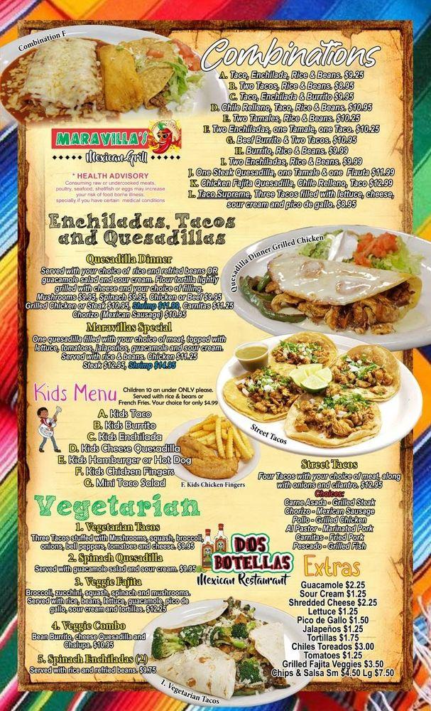 Menu at Dos Botellas Mexican Restaurant, Birmingham, Edwards Lake Rd