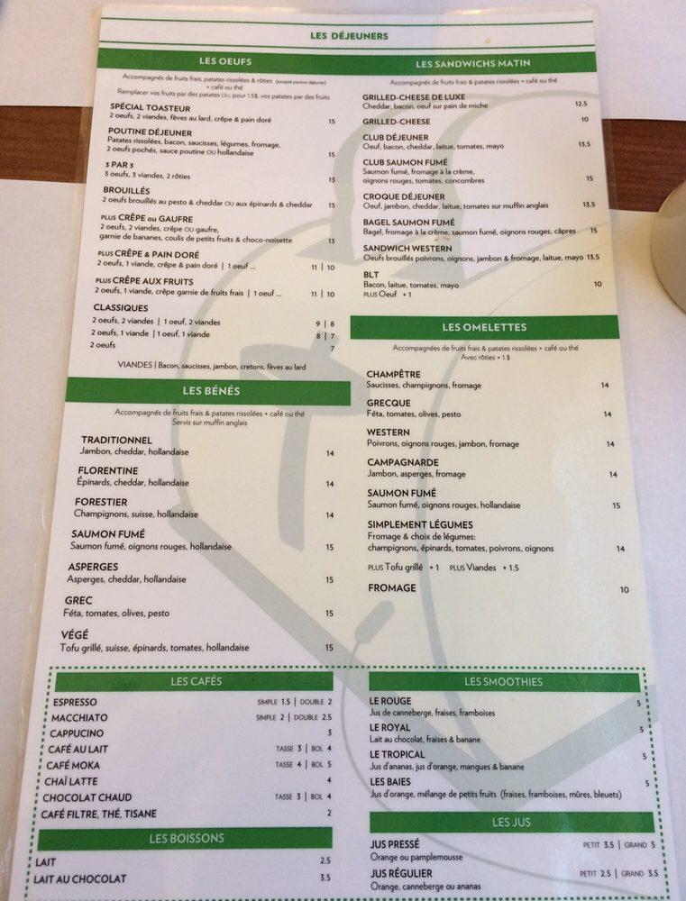 Menu at Le Toasteur Villeray restaurant, Montreal, 767 Rue Villeray