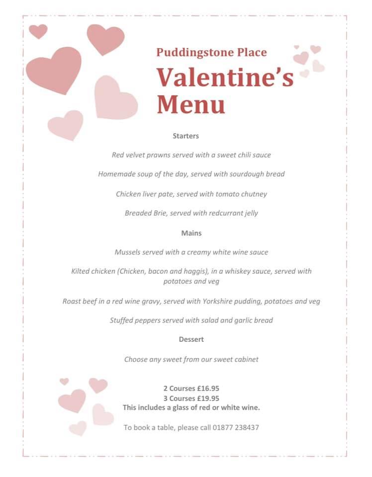 Menu at Puddingstone Place restaurant, Callander, 120 Main St