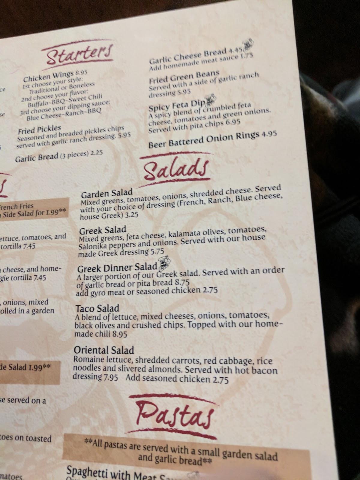 Menu at B & L's Pizza pizzeria, Northfield