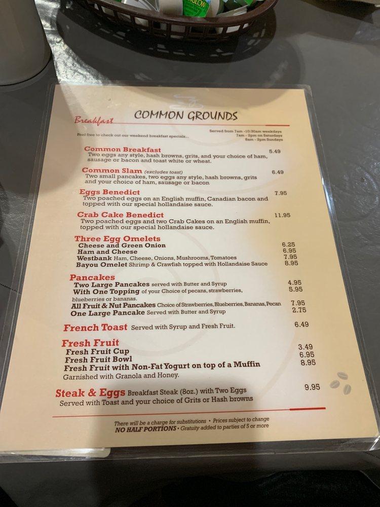 Menu At Common Grounds Coffee House And Cafe Gretna