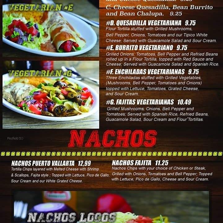 Menu at La Cabana Mexican restaurant, Redfield