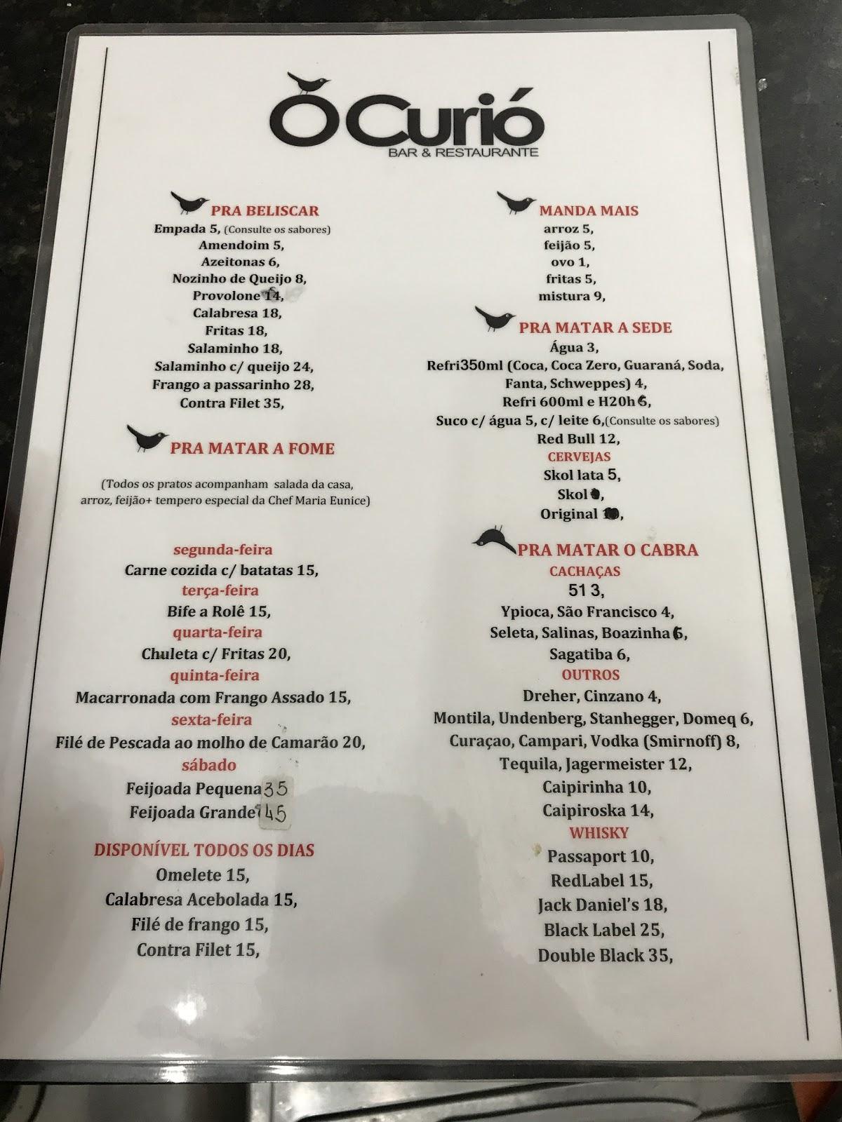 Menu em O CURIÓ BAR E RESTAURANTE, Santo André