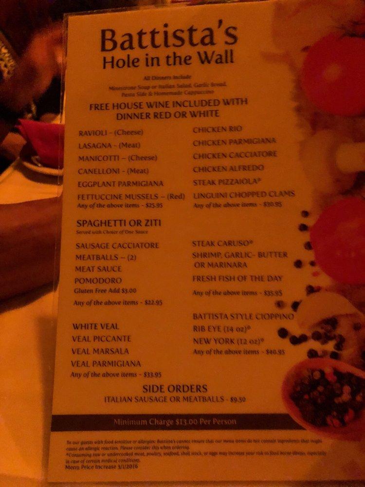 Menu At Battista S Hole In The Wall Pub Bar Las Vegas