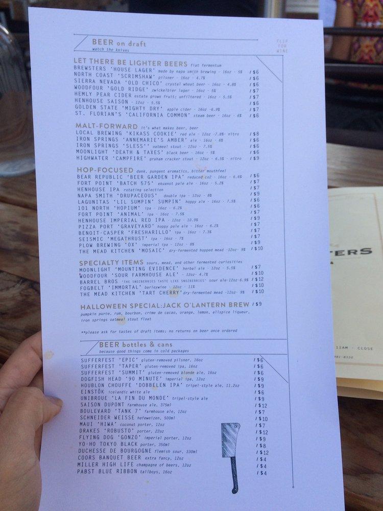 Menu at Brewsters Beer Garden BBQ, Petaluma