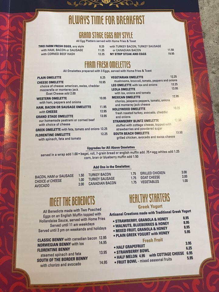 Menu at Grand Stage Diner pub & bar, East Meadow