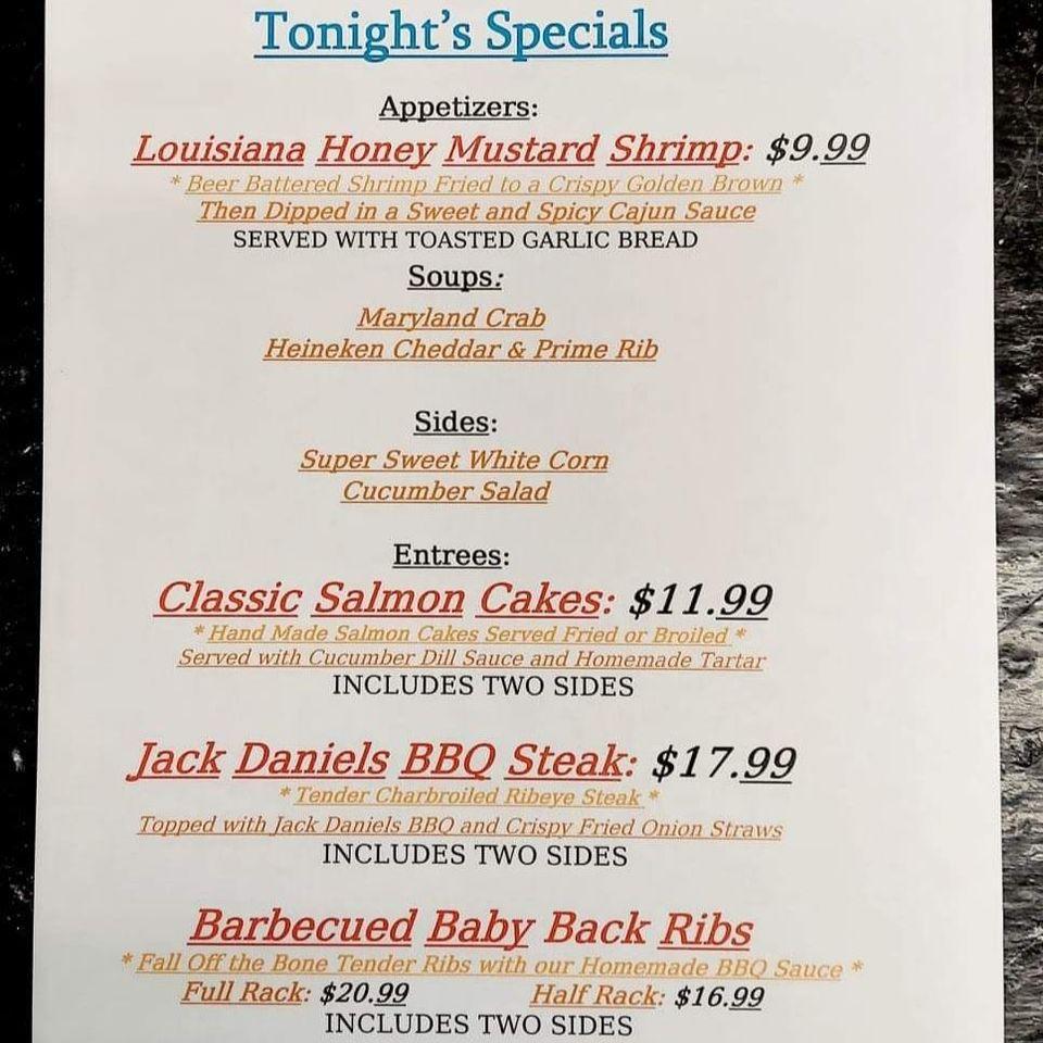 Menu at Selinsgrove Hotel Bar & Grill, Selinsgrove