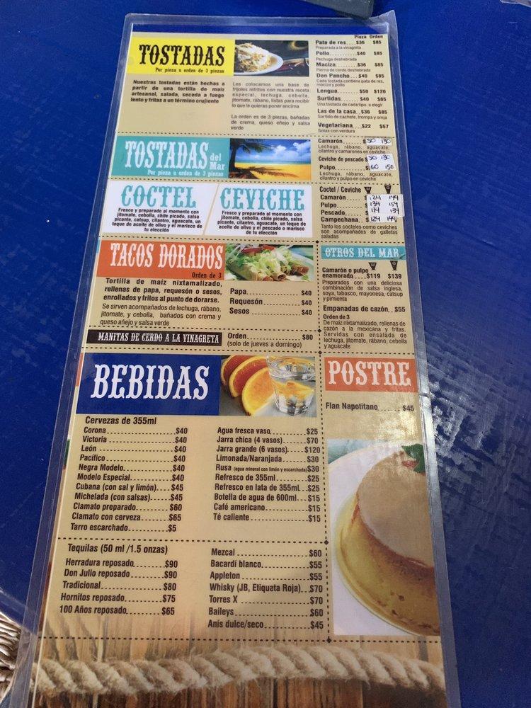 Menu at El Barco Pozolería, Cuernavaca, Comonfort 6A