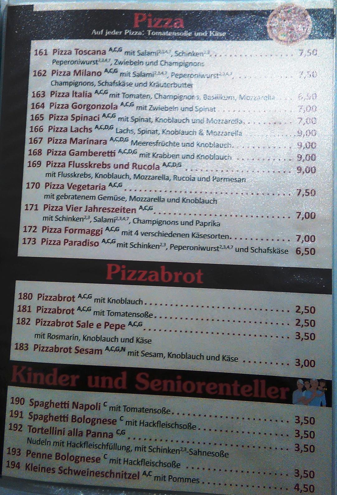 Speisekarte von Sale e pepe pizza, Wetzlar