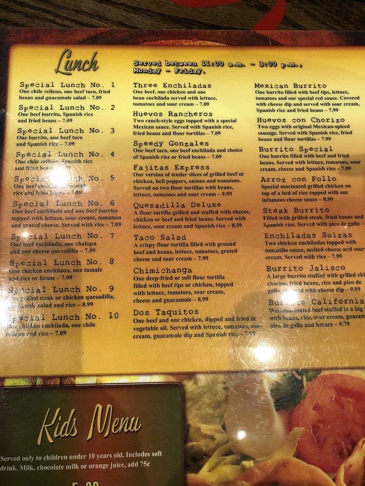 Menu at Tequila Real restaurant, Milton