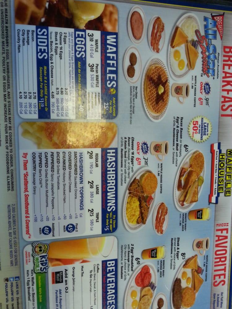 Menu at Waffle House restaurant, Hueytown, 938 Memorial Dr
