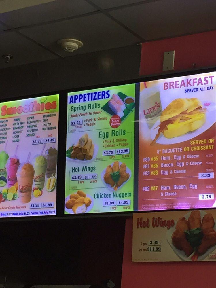 Menu at Lee's Sandwiches fast food, Pasadena