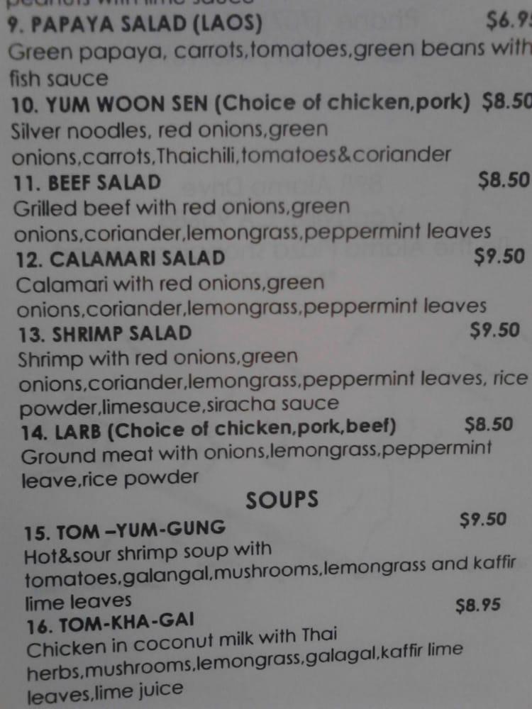Menu at Rose Garden Thai Restaurant, Vacaville