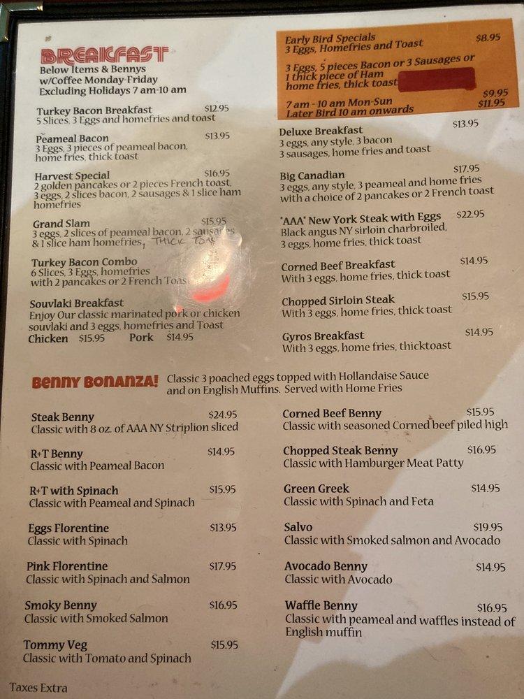 Menu at Rosemary & Thyme restaurant, Toronto