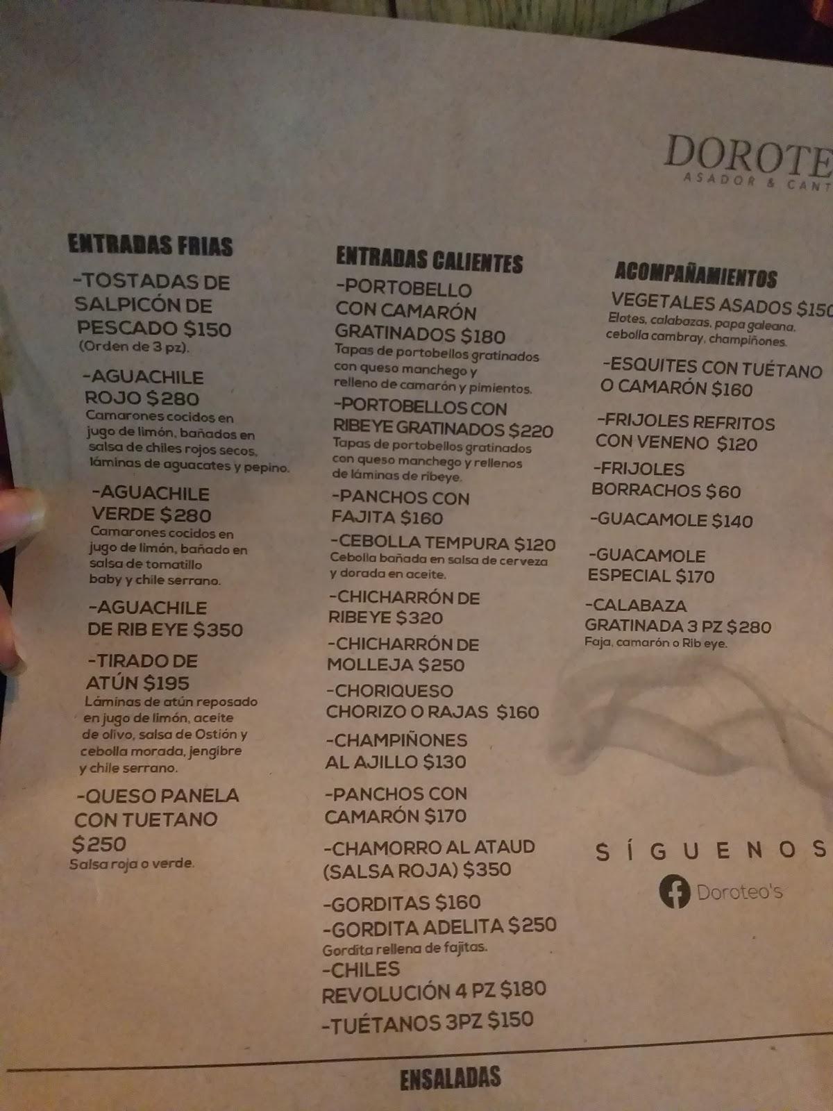 Carta Del Restaurante Doroteo S Nuevo Laredo