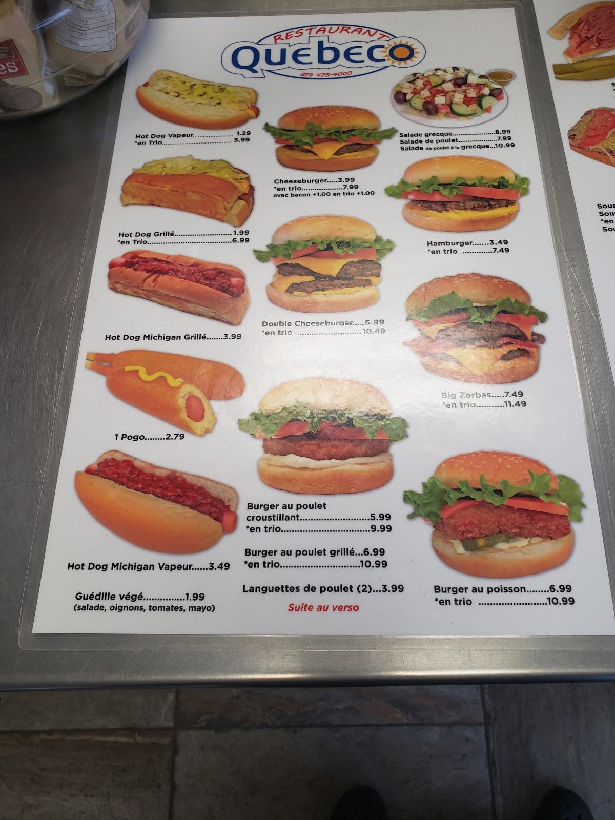 Menu au Québeco fast food, Drummondville