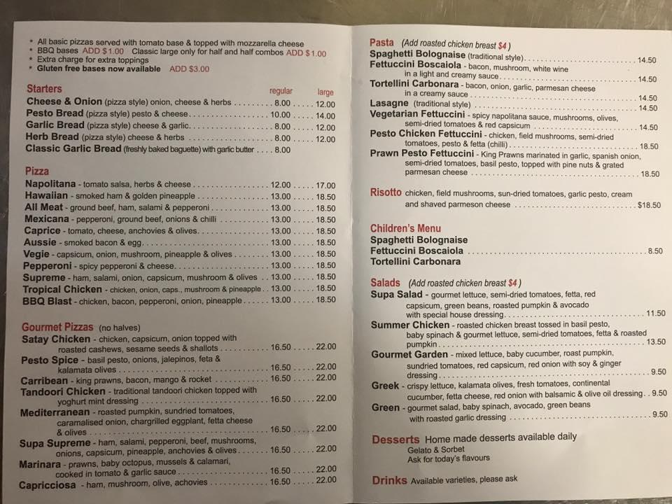 Menu at Serge's Pizza & Pasta restaurant, Pomona