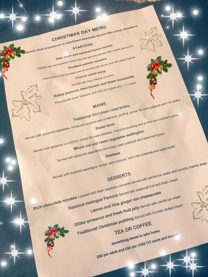 Menu at The Olive Grove Bistro restaurant, Carnon Downs