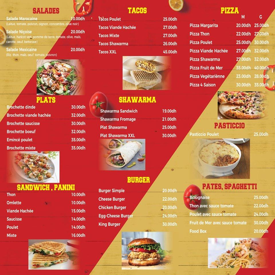 Menu at Food Box restaurant, El Jadida, food box