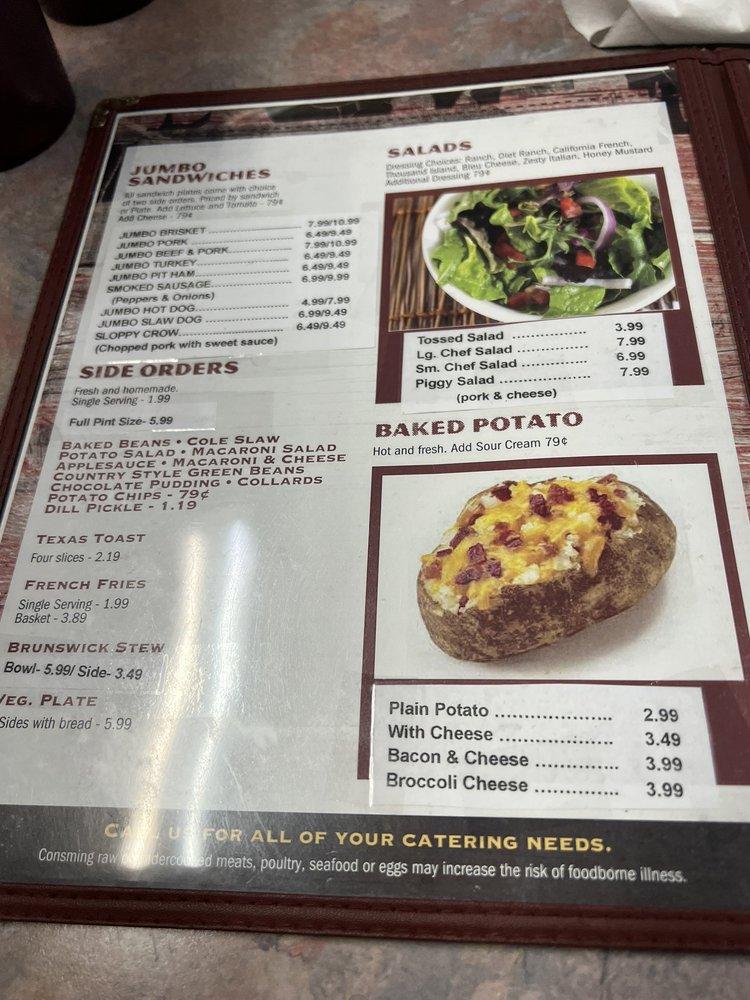 Menu at Old Crow Real Pit BarBQ, Umatilla