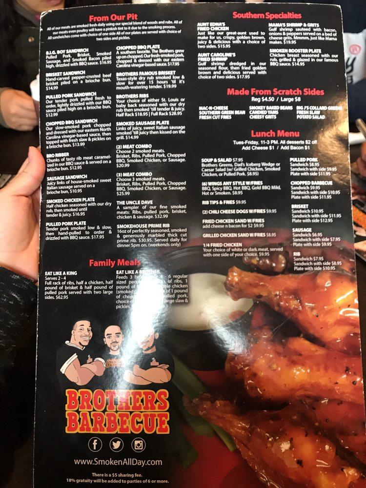 Menu At Brothers BBQ, New Windsor