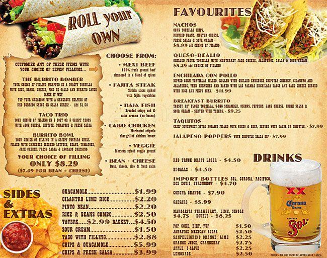 Menu at Burritos Diego Tala restaurant, Tala