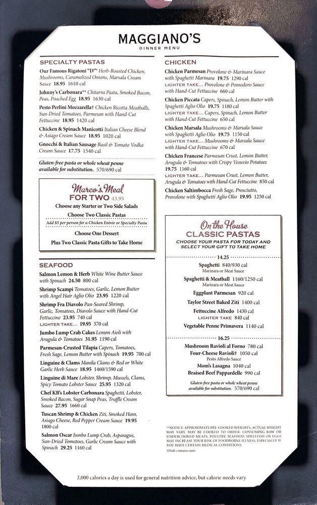 Maggianos Menu With Prices 2025 - Brynn Sileas