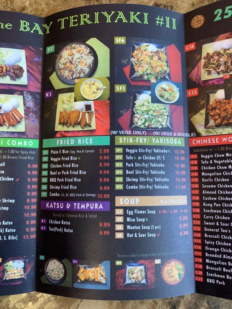 Menu at Happy at the Bay Teriyaki 11 restaurant, Puyallup, Meridian Ave E