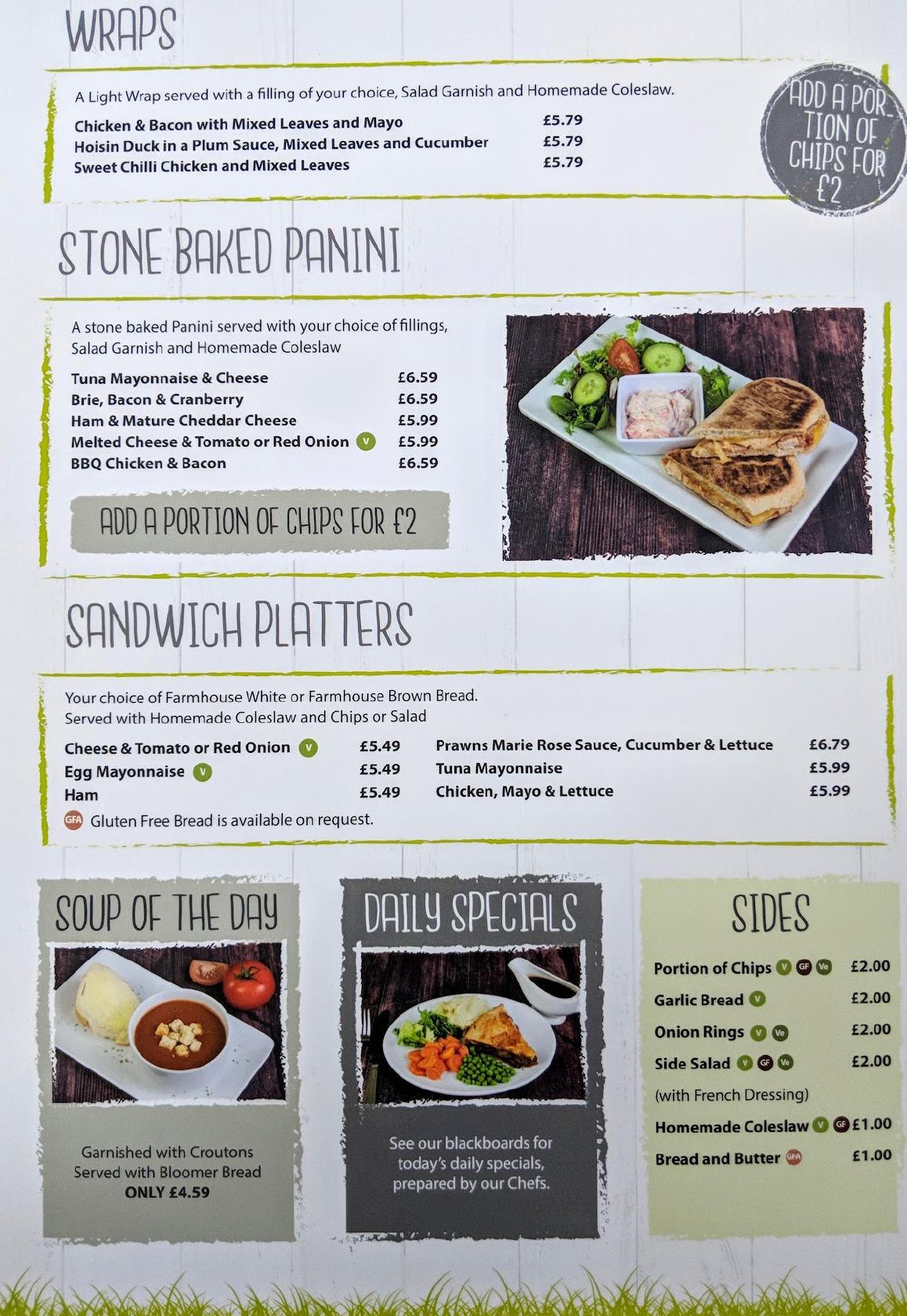 Menu at Gilberdyke Garden Centre restaurant, Gilberdyke, Scalby Lane