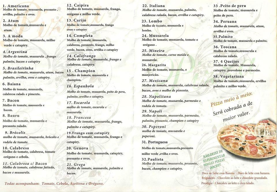 Pizzaria Colonia cardápio