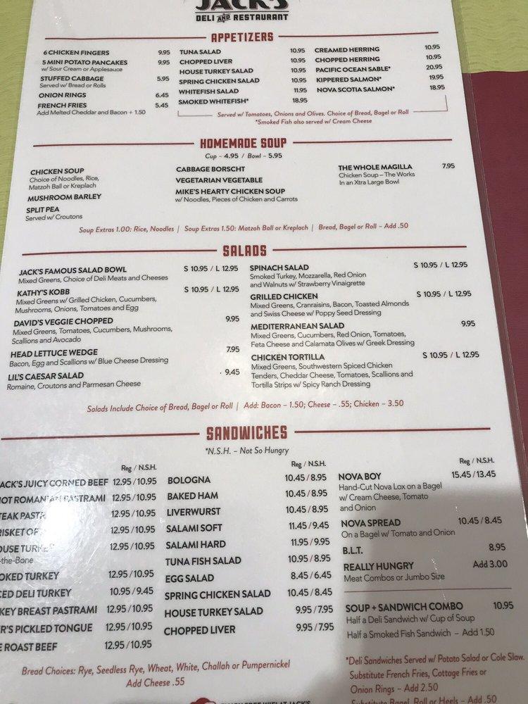 Menu at Jack's Deli and Restaurant, Cleveland