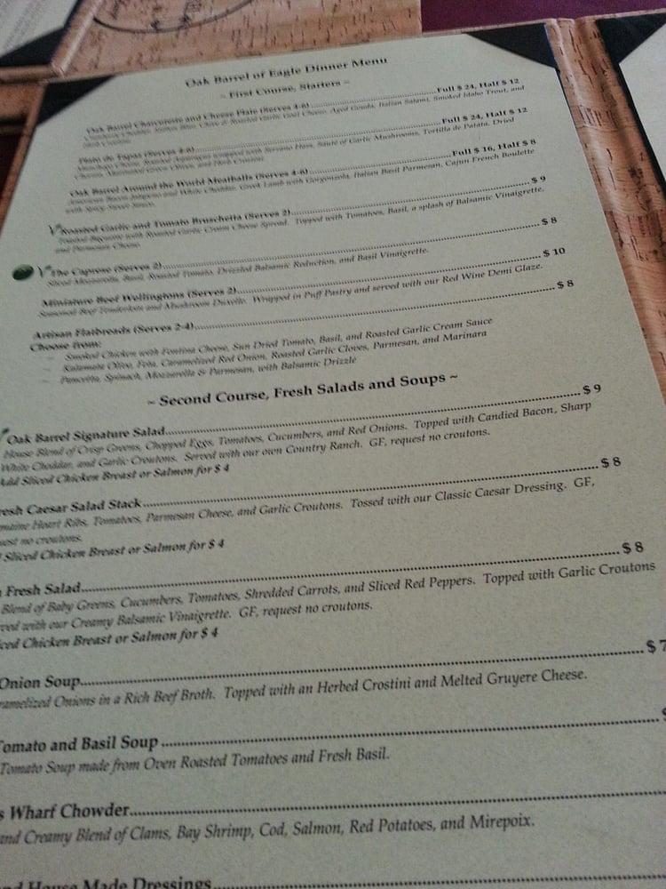 Menu at Oak Barrel of Eagle Restaurant and Lounge, Eagle