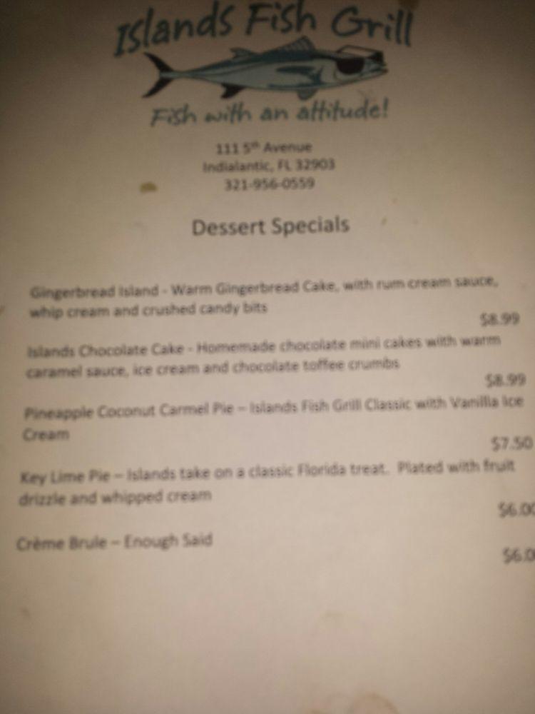 Menu at Islands Fish Grill steakhouse, Indialantic