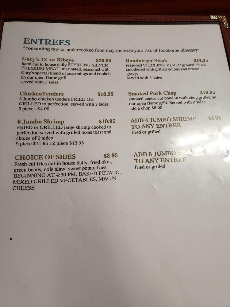 Menu at GARY'S SOUTHERN GRILL restaurant, Graceville