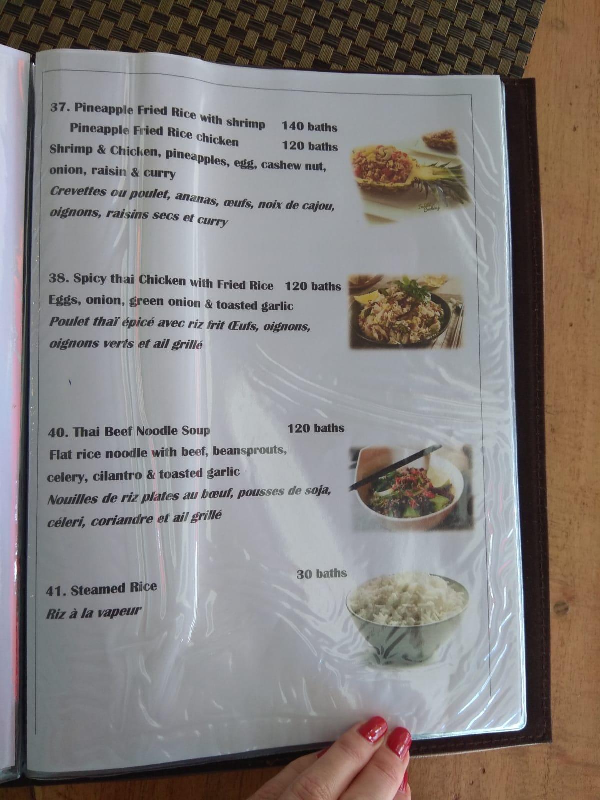 Menu at Spicy thai 2017 restaurant, Ko Samui