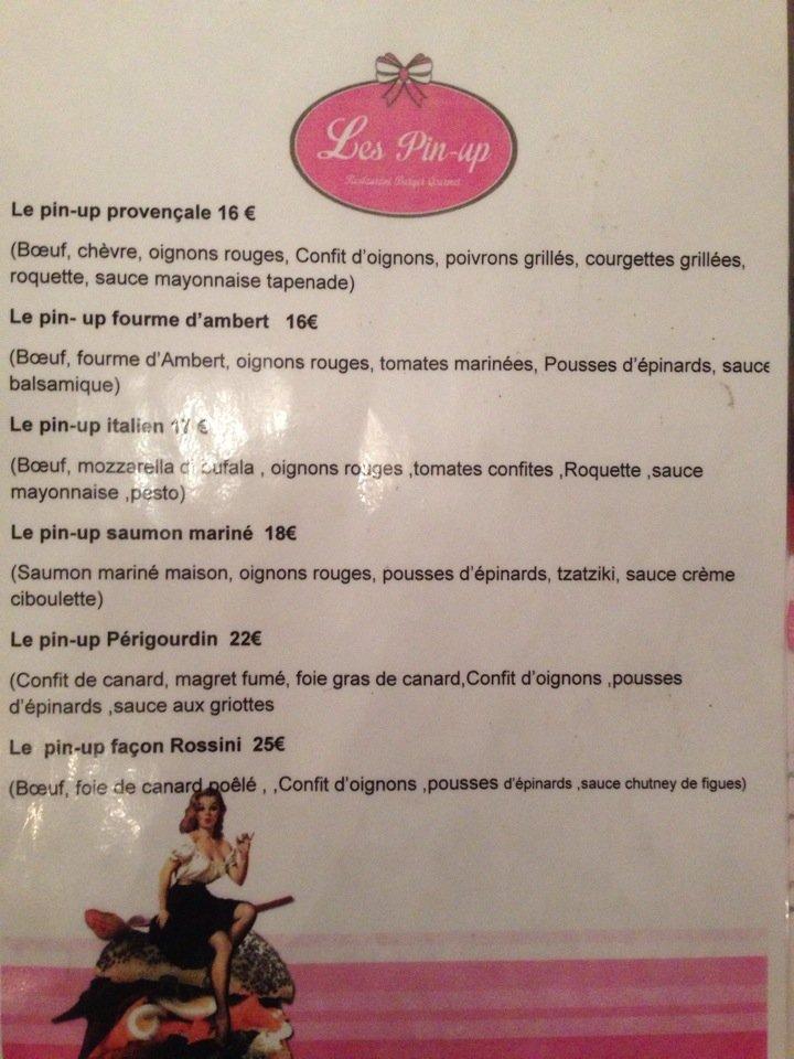 Pin Up Menu Pin Up Menu