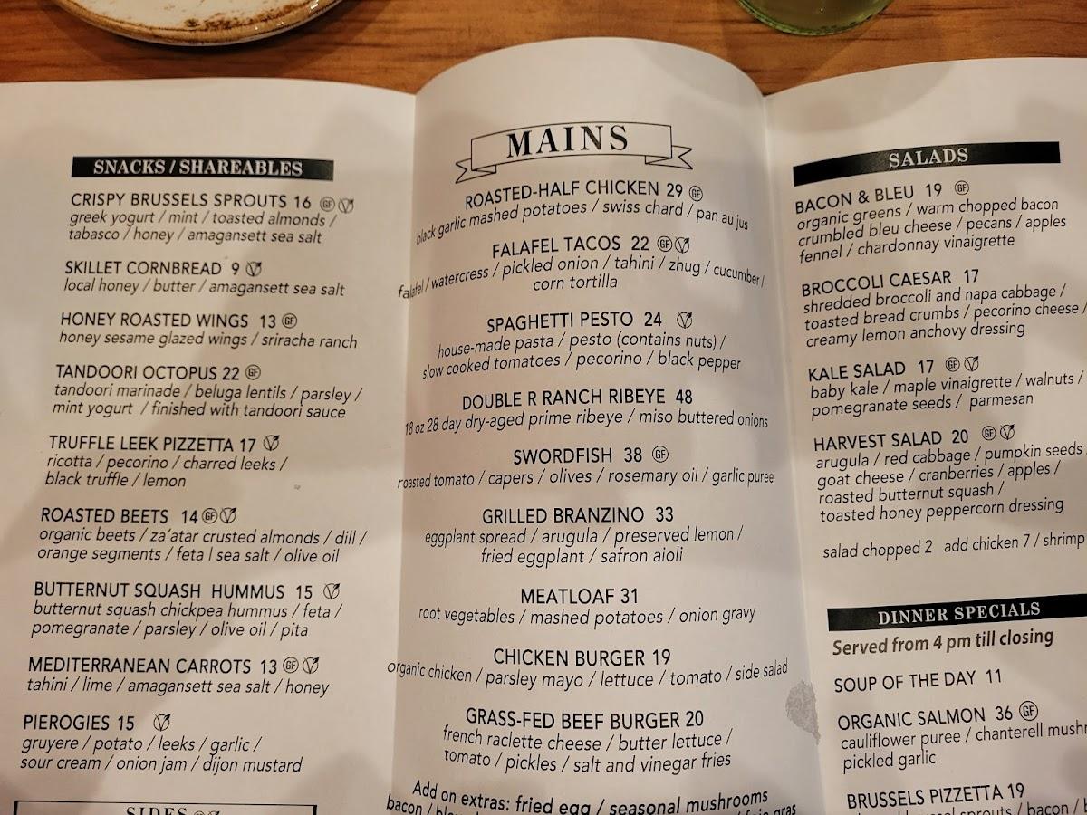Menu at Rustic Root restaurant, Woodbury