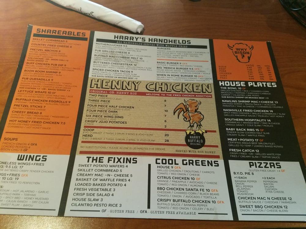 Menu at Harry Buffalo Painesville pub & bar, Painesville, Mentor Ave